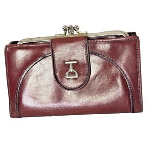 VTG Baronet 300 Burgundy Leather Wallet Heritage Double Change Purse 90s Retro